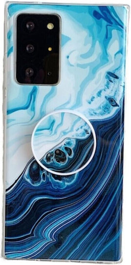 Forcell Samsung Galaxy A51 4G Wave Koralle Imd Glänzendes Marmor Faltbarer Halter Handyhülle Silikon Design