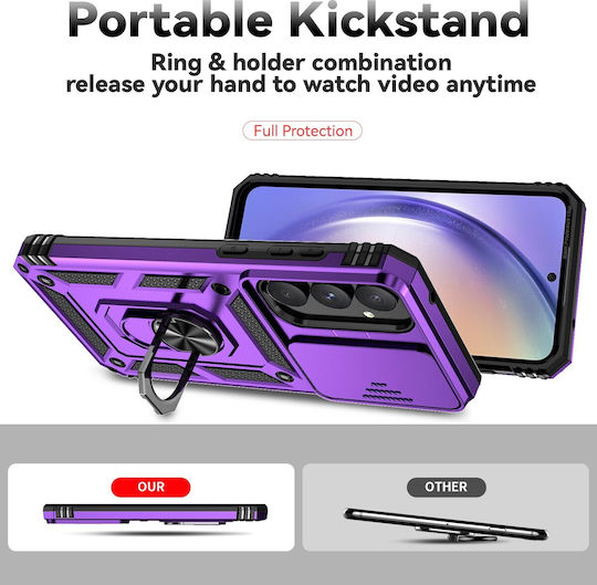 Forcell Samsung Galaxy A55 5g A35 5g Sliding Camshield Holder Hard Case Purple