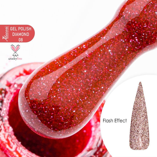 Alezori Glitter Halb-permanenter Nagellack Diamond D08 mit Glitter 15ml 1Stück