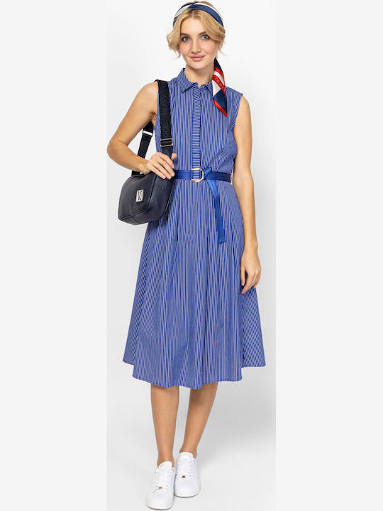 Summer Midi Shirt Dress Royal