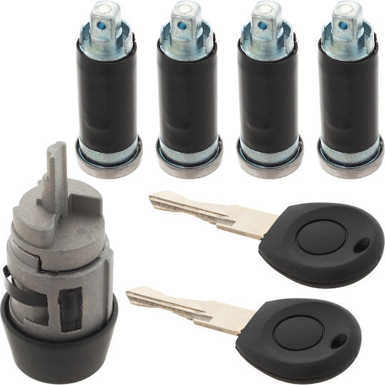 Vw Transporter T4 90-03 Ignition Lock Cylinder + 4x Door Lock Cylinders 5 Pcs Set