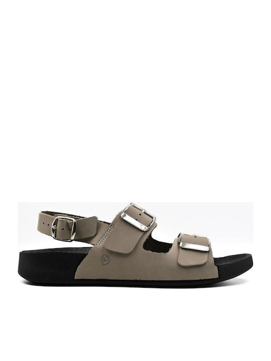 Leder Flache Sandalen für Damen Anatomisch in Gray Farbe