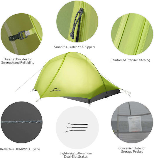 Naturehike Star Trail EXT 2 Camping Tent Igloo Yellow 3 Seasons for 2 People 220x220x105cm