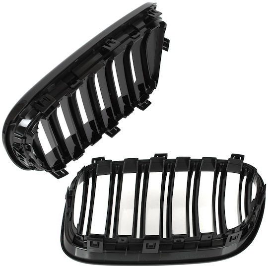 Bmw X3 F25 11-14 Grilă Între Faruri Rinichi Stânga + Dreapta Set Negru Lucios Dublă Bară