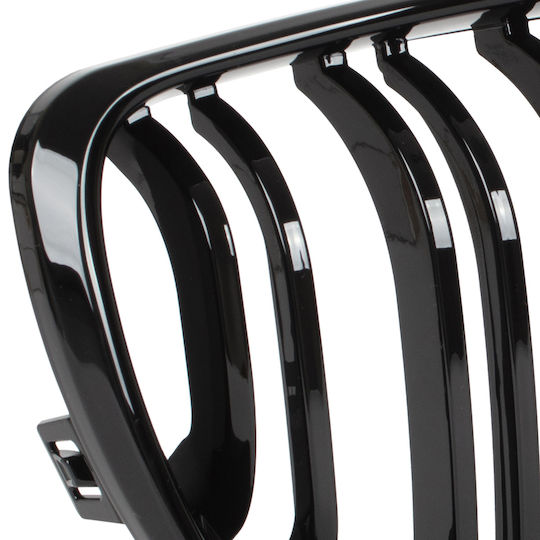 Bmw 1 E81 E82 E87 E88 07-11 Grille Between Headlights Kidneys Left + Right Set Black Glossy Double Bar