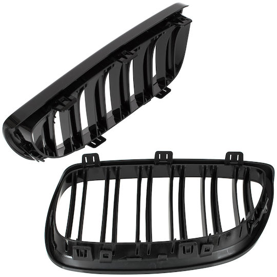 Bmw 3 E92 E93 06-10 Grille Between Headlights Kidneys Left + Right Set Black Glossy Double Bar