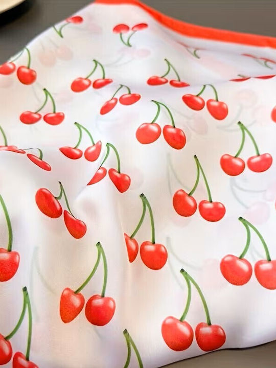 By Queen Playful & Feminine Σατέν Μαντήλι Cherry Print