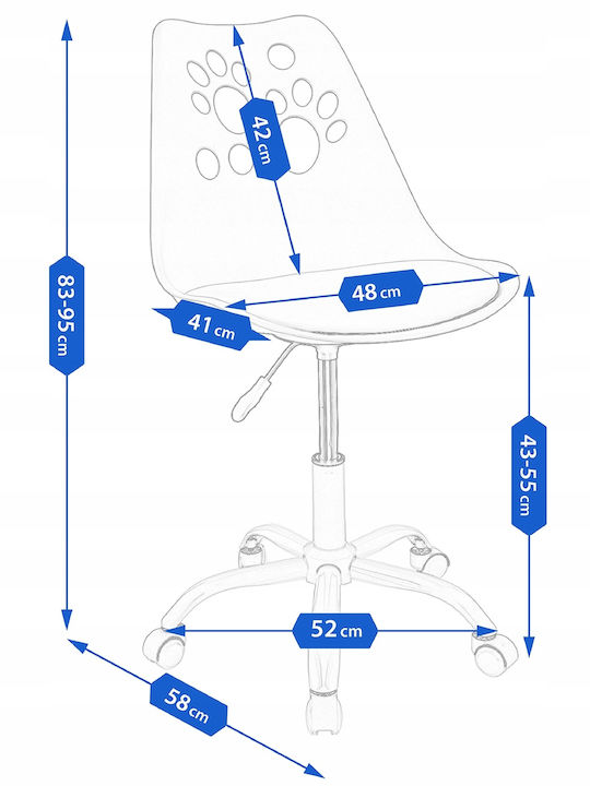 Kids Desk Chair White 52x52x83-95cm