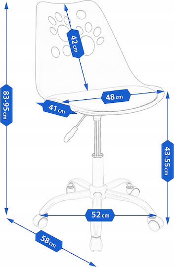 Kids Desk Chair White 52x52x83-95cm