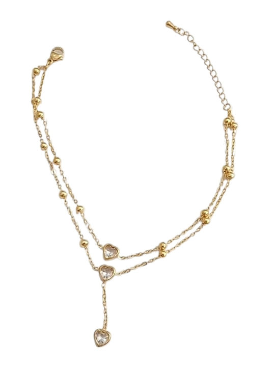 Kalliopi Silver Gold Plated Steel Anklet Chain 20cm HBM-5014