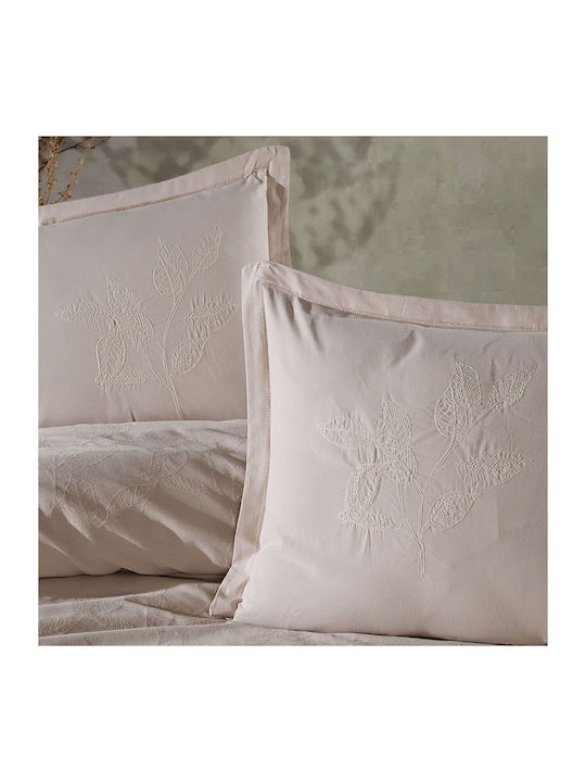 Clasy Home Подредба Пликове За Завивки 100% Памук 200x220см Двойна С 2 Калъфки За Възглавници & 1 Чаршаф Бежов