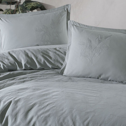 Clasy Home Cotton Duvet Cover Set 200x220cm Double with 2 Pillowcases and 1 Bed Sheet Grey