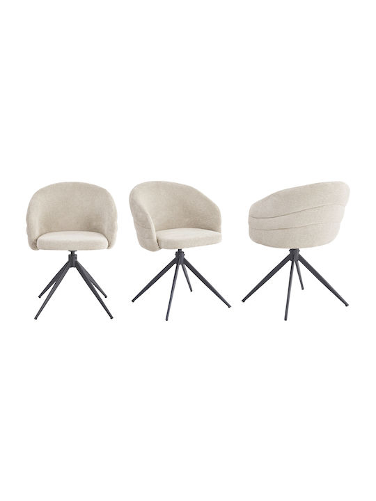 Dining Chair with Beige Fabric Upholstery