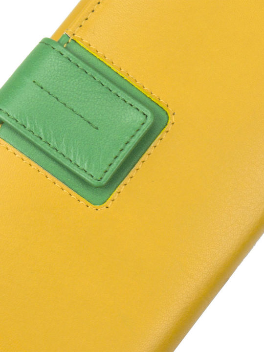 Μεγάλο Δερμάτινο Γυναικείο Πορτοφόλι με RFID Κίτρινο