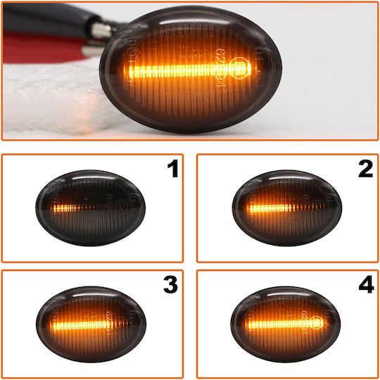 Fiat 500 500c 500l 2007 Led Side Indicator Smoked Dynamic 2 Pcs Set