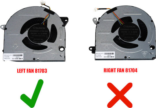 Laptop Fan CPU GPU Cooling Fan HP Pavilion Plus 16-ab 16t-ab TPN-W161 N63219-001 EG50060S1-C750-S9A 023.100VS.0001 Left Fan UMA 5V 4Pin Code 81703