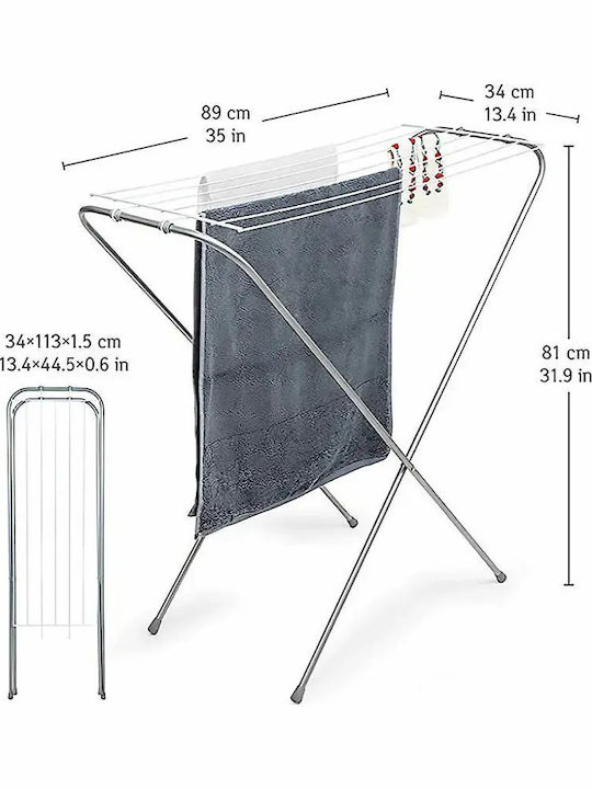 Colombo Colombo Gazzella 6 Folding Floor Clothes Drying Rack for Balcony Metallic Gray with 6m Hanging Length