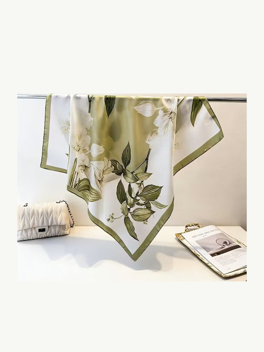 By Queen Botanical Satin Elegance Μαντήλι Λευκά Κρινάκια