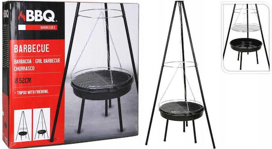 Hängender Holzkohlegrill Feuerbox 52cm Schwarzer Stahl Chrom Rost
