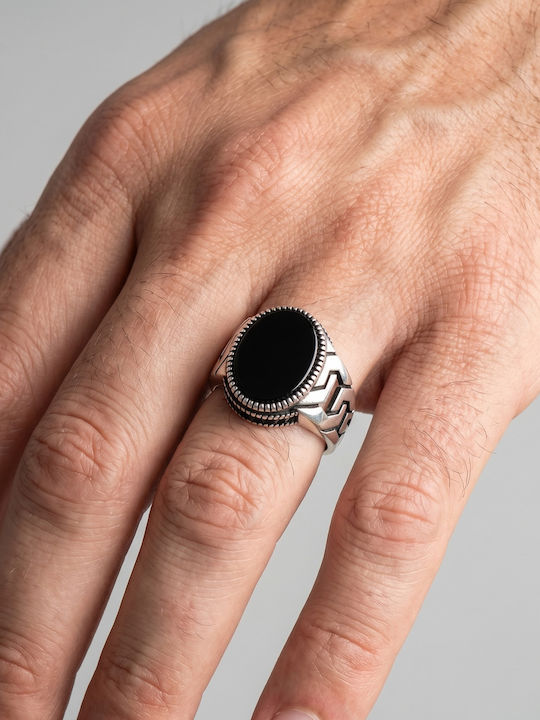 Kiriakos Gofas Men's Ring with Zircon from Silver