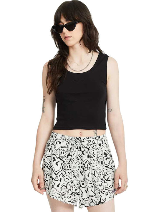 Stone Women's Crop Top Cotton Sleeveless Black Black