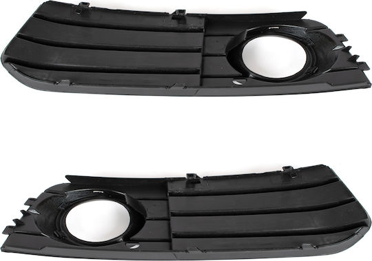 Audi A4 B8 07-11 Halogen Fog Lights Bumper Grille 3 Bars Chrome Frame Left + Right Set