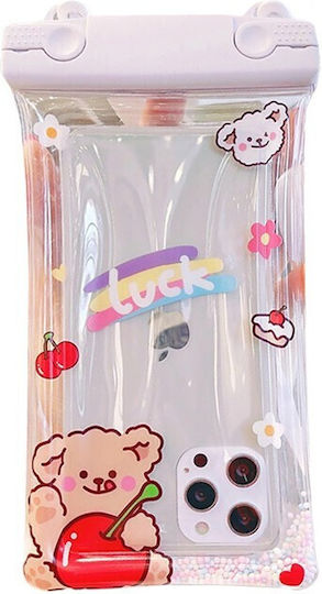 Fruchtwasserdichtes Flippy Unterwasser Gehäuse Schneefest Universelle Wasserdichte Lanyard Handy Dokumente Kirsche Bär Weiß