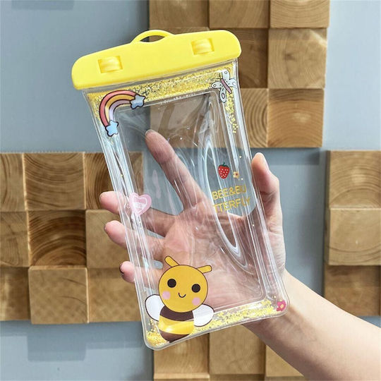 Flippy Glitter Kinder Wasserdichtes Unterwasser Gehäuse Schneefeste Universelle Handyhülle Mit Tragegurt Gelbe Telefon Dokumente