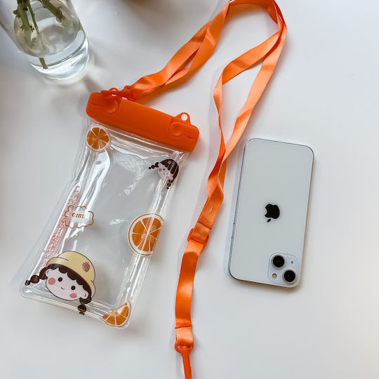 Fruity Rezistentă La Apă Flippy Subacvatică Snowproof Universal Rezistentă La Apă Șnur Telefon Documente Portocalie Fata 2 Portocalie
