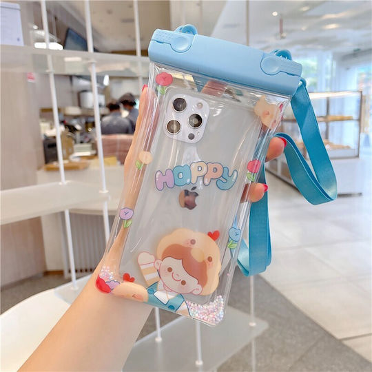 Fruity Waterproof Flippy Underwater Case Snowproof Universal Waterproof Lanyard Phone Documents Happy Boy Blue