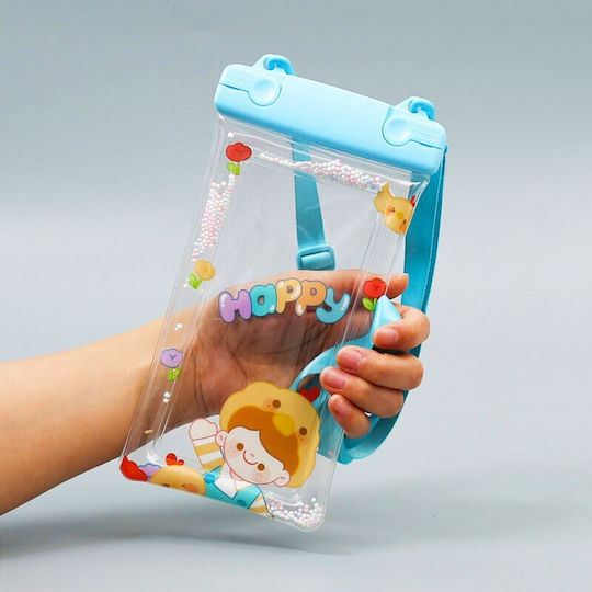 Fruity Waterproof Flippy Underwater Case Snowproof Universal Waterproof Lanyard Phone Documents Happy Boy Blue
