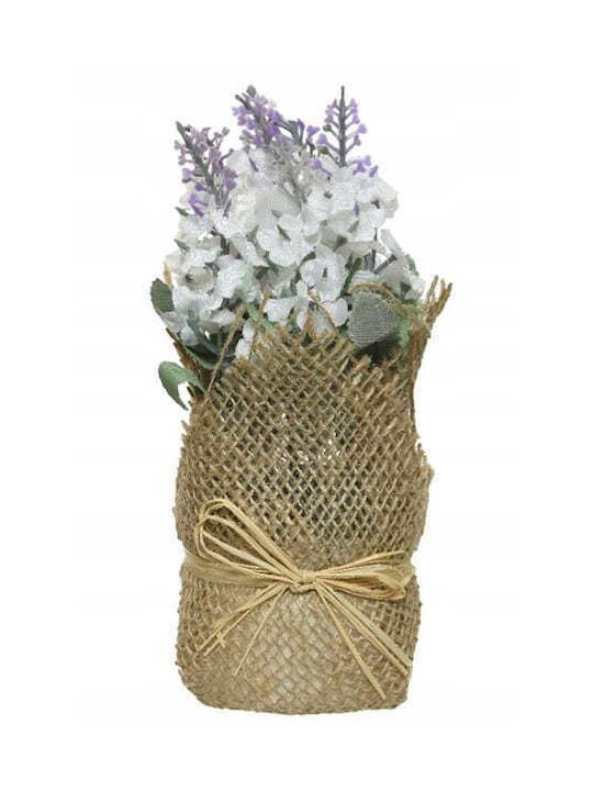 Lavender In A Jute Casing 17x7cm Artificial Decorative Plant