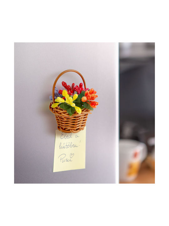 Coș Decorativ Cu Floare Artificială Magnetică 7 Cm Ornament Colorat Pentru Frigider Decor Acasă Birou