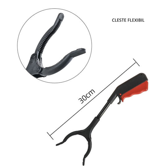Clești De Colectare Deșeuri Flippy Metal Plastic 30 Cm Fără Mâini Murdare Negri Roșii