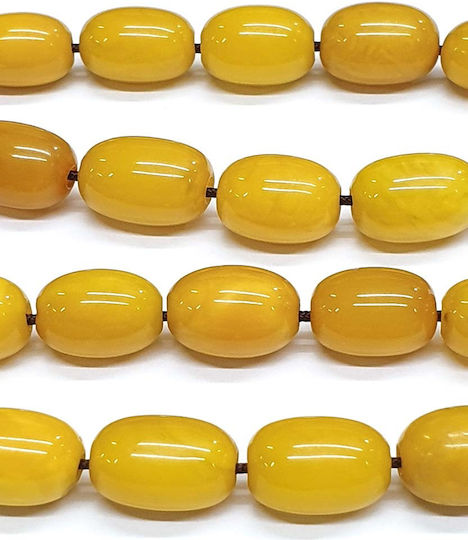Roloi Komboloi Worry Beads with 33 Amber Beads Length 46cm Yellow