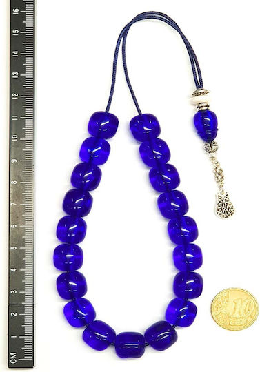 Roloi Komboloi Worry Beads with 19 Resin Beads Length 28cm Blue