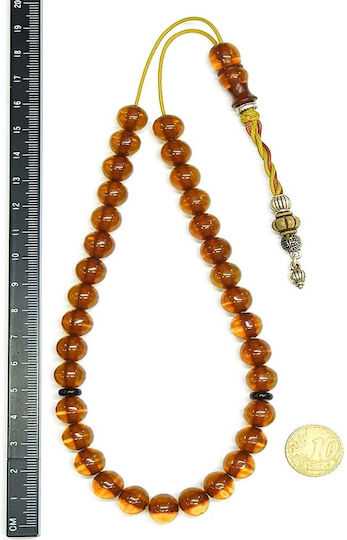 Roloi Komboloi Sorgenperlen mit 33 Perlen aus Mastix Länge 33cm Gelbe
