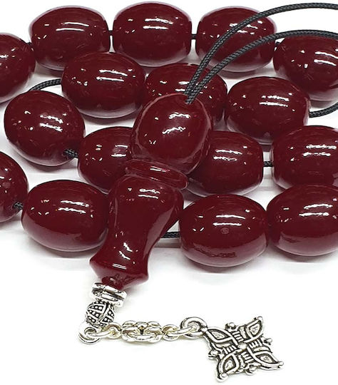 Roloi Komboloi Worry Beads with 17 Resin Beads Length 30cm Burgundy