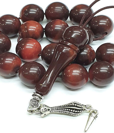 Roloi Komboloi Worry Beads with 17 Resin Beads Length 30cm Brown