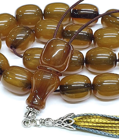 Roloi Komboloi Worry Beads with 19 Beads Made of Mastic Length 35cm Yellow