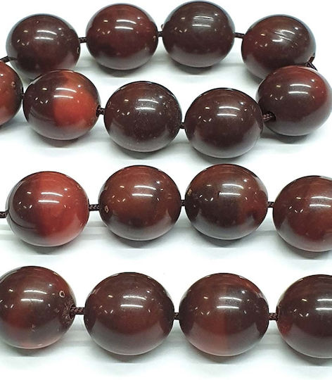 Roloi Komboloi Worry Beads with 17 Resin Beads Length 30cm Brown