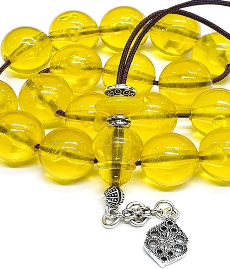 Roloi Komboloi Worry Beads with 17 Beads Made of Resin Length 29cm Yellow