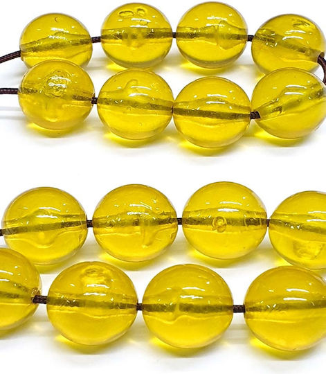 Roloi Komboloi Worry Beads with 17 Beads Made of Resin Length 29cm Yellow