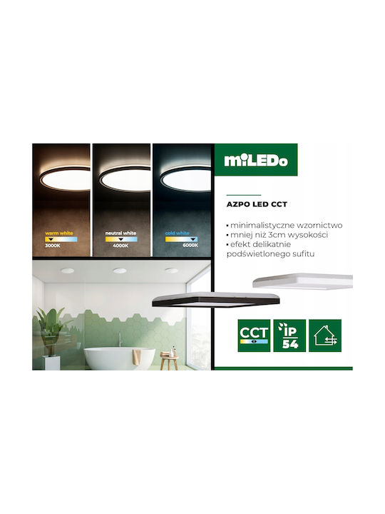 Led Ceiling Light Azpo Led 17.5w Cct-l-b Ip54 Square 1800lm 3000 4000 6000k Neutral Warm Cool Color Black 31533