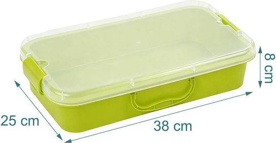 Relaxdays Plastic Storage Box with Lid Green 8x25x38cm 2 Pieces