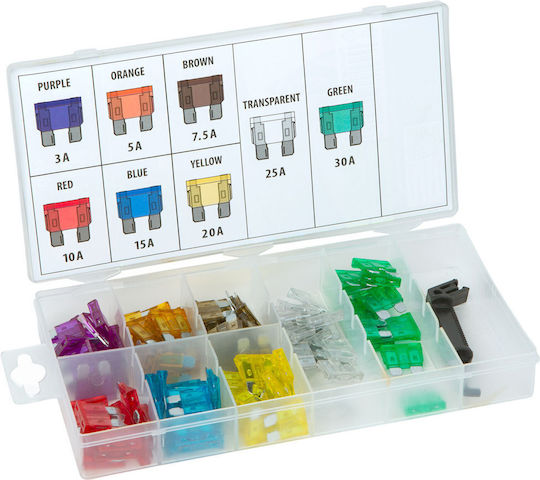 Set Siguranțe Auto Extractor 3–30a 97 Bucăți În Cutie Organizatoare 6–24v
