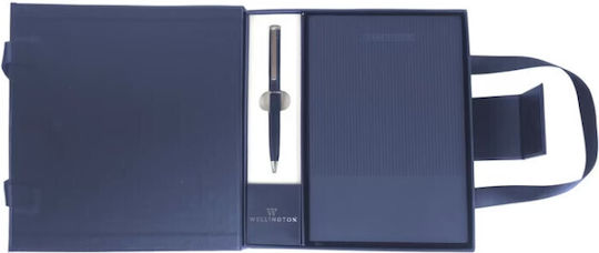 Wellington Schreibwaren-Set Stifte & Notizbuch A5 Geschenkverpackung Blau