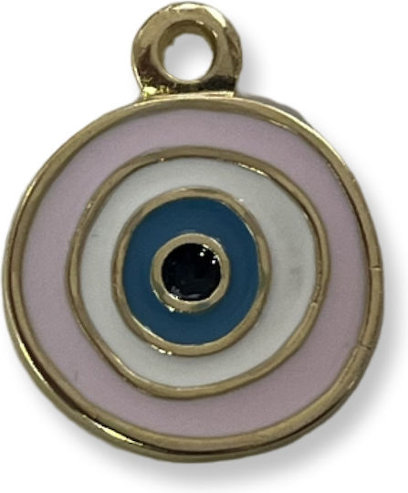 Metall Rund Muster Rosa-Türkis Perlen 18mm 12 Stück