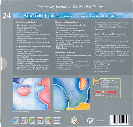 Cretacolor Marino 24pcs Watercolor Artist Pencils 240 24 9002592240247