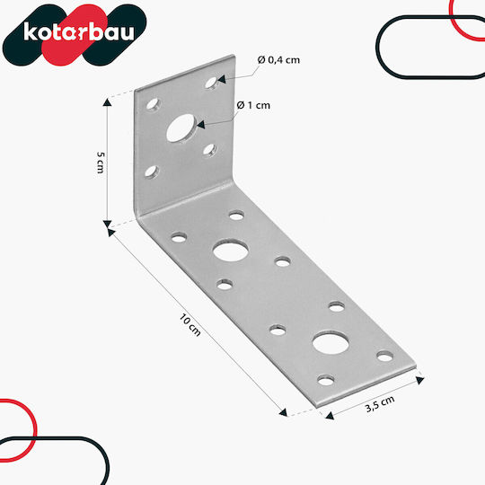Kotarbau Carpenter's Angle Steel Construction Connector Stainless Galvanized 100 X 50 X 35 Mm Set 25 Pcs